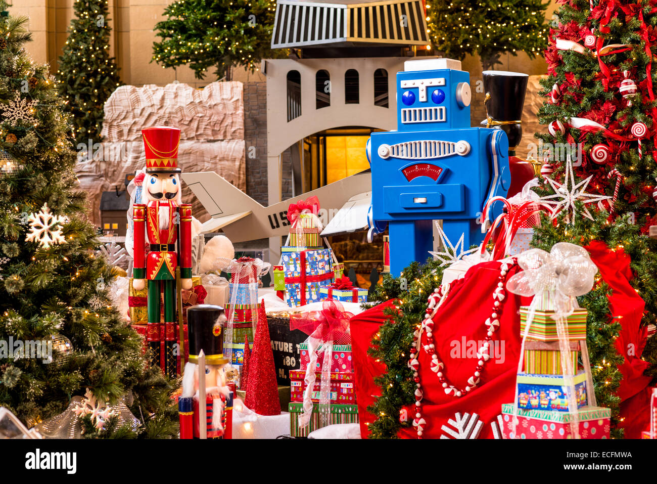 Des photographies de l'ensemble d'affichage de noël à la gare Union, à Kansas City, Missouri. Banque D'Images