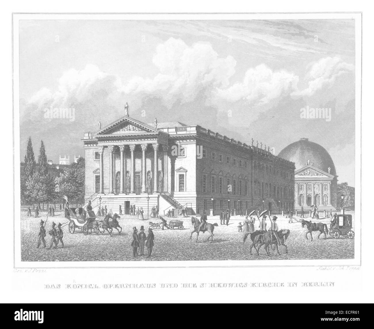 Cette illustration de Poppel de 1852 montre une vue de Berlin, mettant en valeur l'Opernhaus (Opéra) et la cathédrale de Hedwigs. La scène reflète la grandeur architecturale de ces monuments importants de Berlin. Banque D'Images Cette illustration de Poppel de 1852 montre une vue de Berlin, mettant en valeur l'Opernhaus (Opéra) et la cathédrale de Hedwigs. La scène reflète la grandeur architecturale de ces monuments importants de Berlin. Banque D'Images