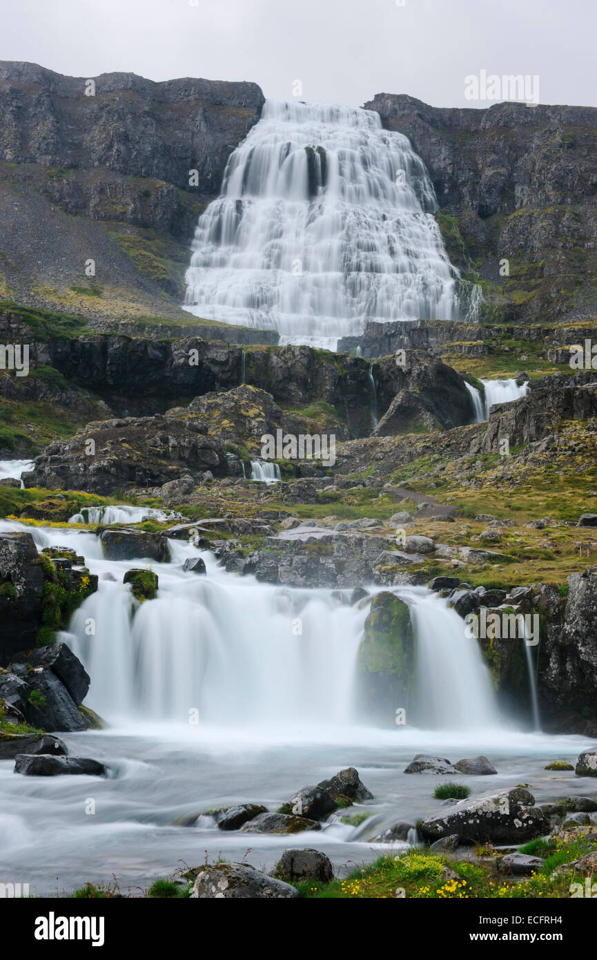 Cascade de Dynjandi, Westfjjords, Islande, juillet 2012 Banque D'Images