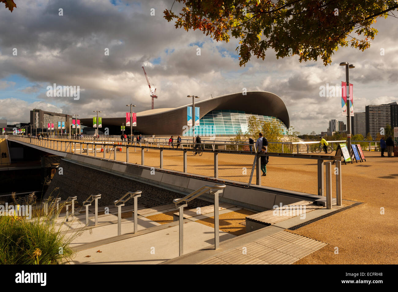 Le centre de Londres dans l'Aquatice Queen Elizabeth Olympic Park de Stratford. Banque D'Images