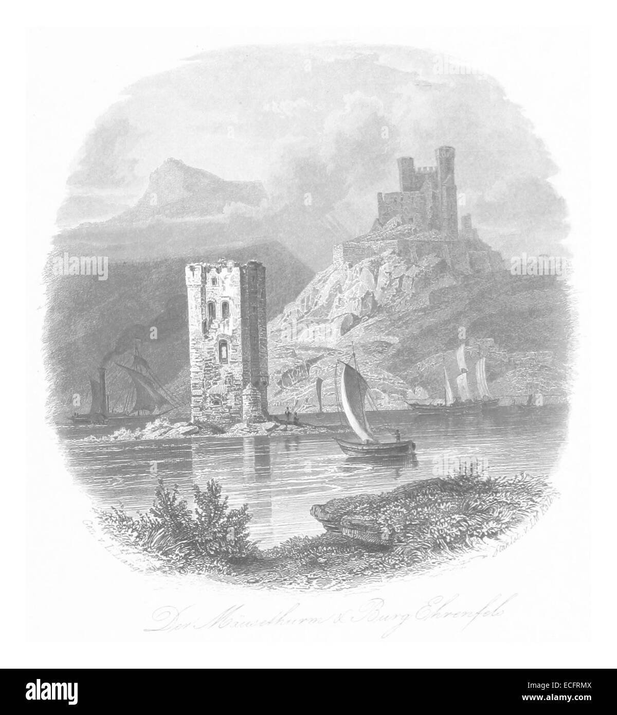 Illustration de 1852 des ruines d'Ehrenfels dans le Rheintal (vallée du Rhin), Allemagne. Ce croquis vintage capture l'architecture gothique des ruines et leur emplacement dans le paysage pittoresque du Rhin. Banque D'Images Illustration de 1852 des ruines d'Ehrenfels dans le Rheintal (vallée du Rhin), Allemagne. Ce croquis vintage capture l'architecture gothique des ruines et leur emplacement dans le paysage pittoresque du Rhin. Banque D'Images
