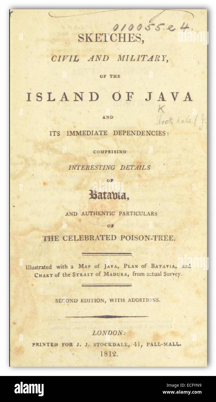 STOCKDALE(1812) Croquis, civils et militaires, de l'île de Java Banque D'Images