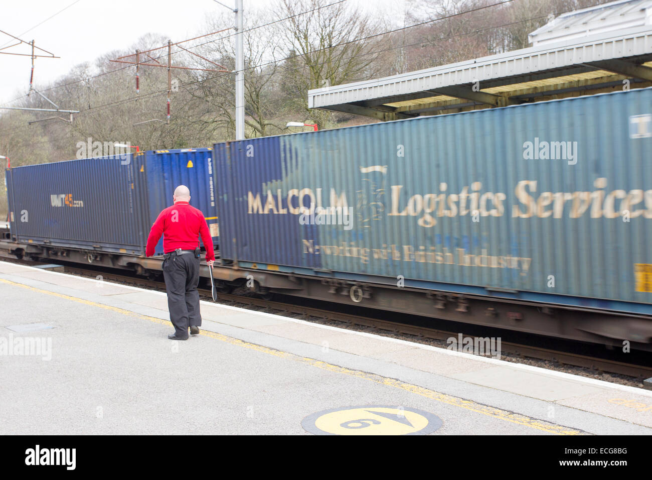 Services ferroviaires Logistique Malcolm passant par Oxenholme Railway station Banque D'Images