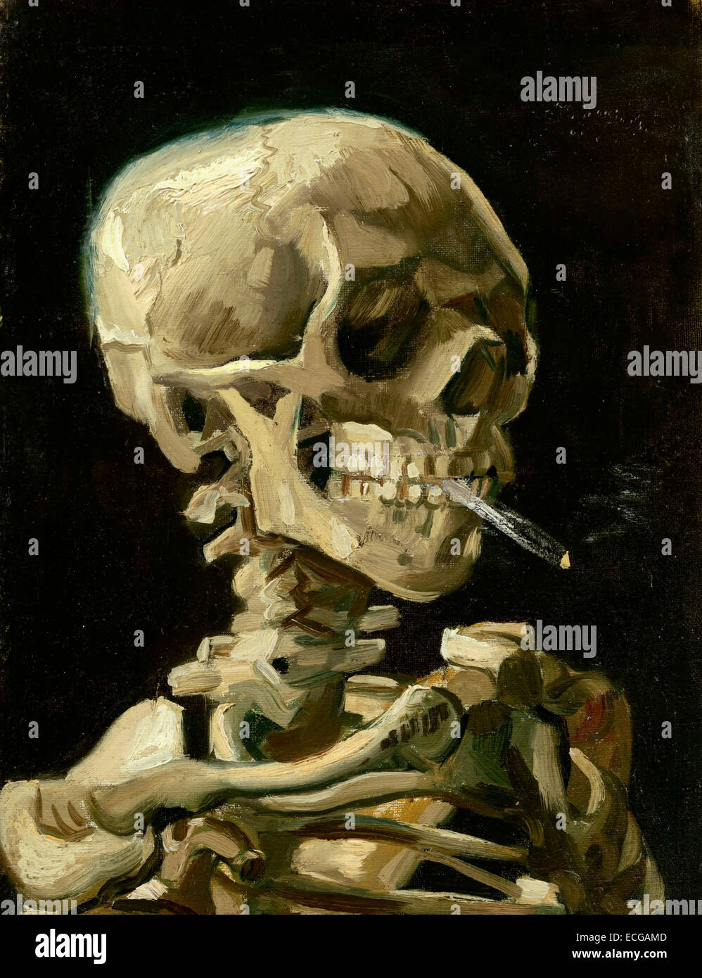 Crâne d'un squelette avec la cigarette, 1885-1886, Vincent Van Gogh Banque D'Images