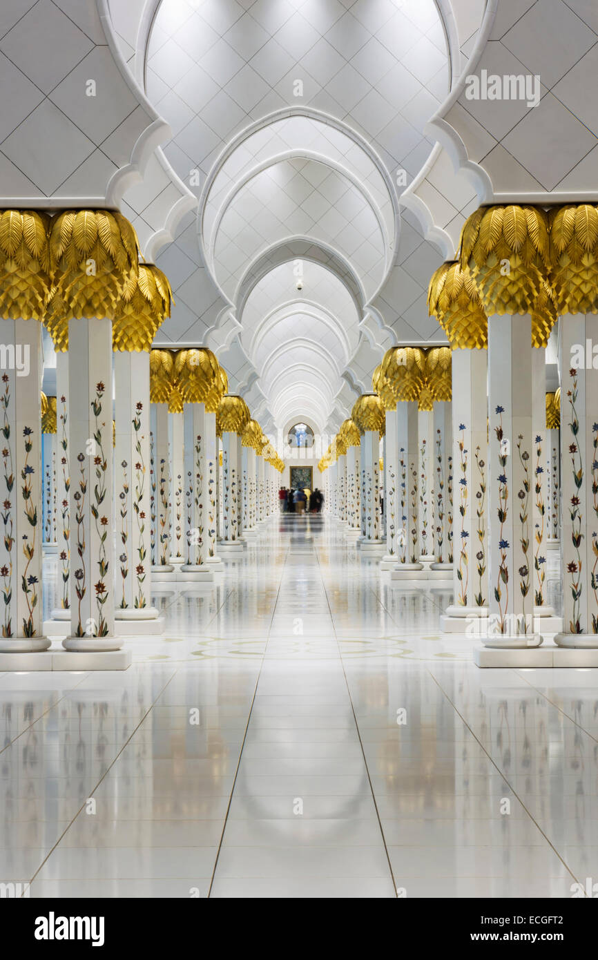 Colonnes de la Grande Mosquée de Sheikh Zayed, EAU Banque D'Images