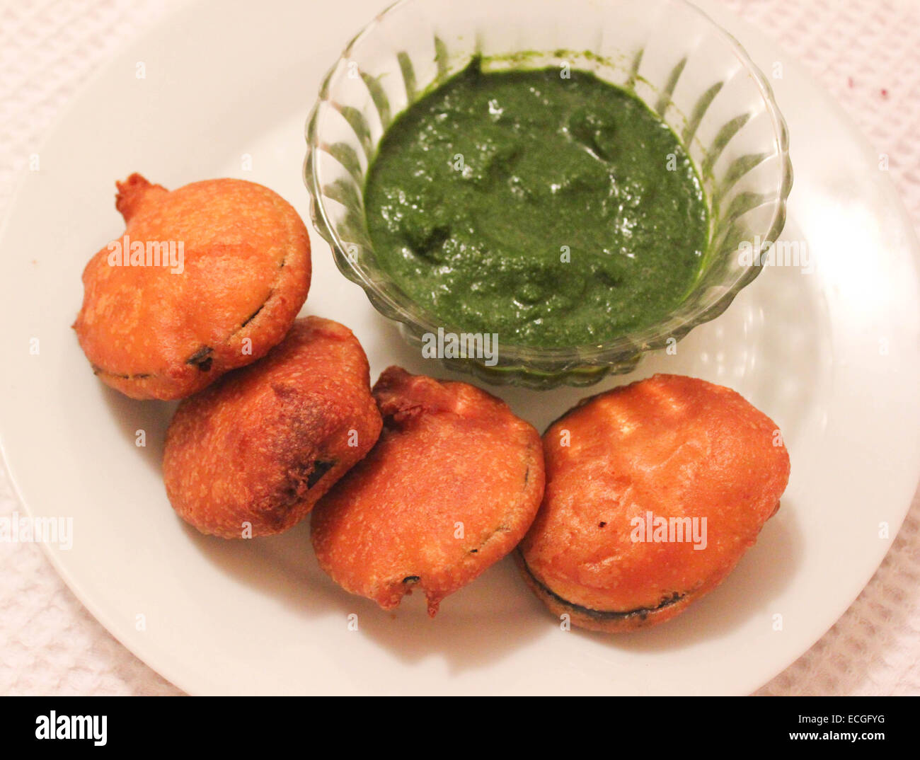 Beignets d'aubergines à l'indienne Banque D'Images