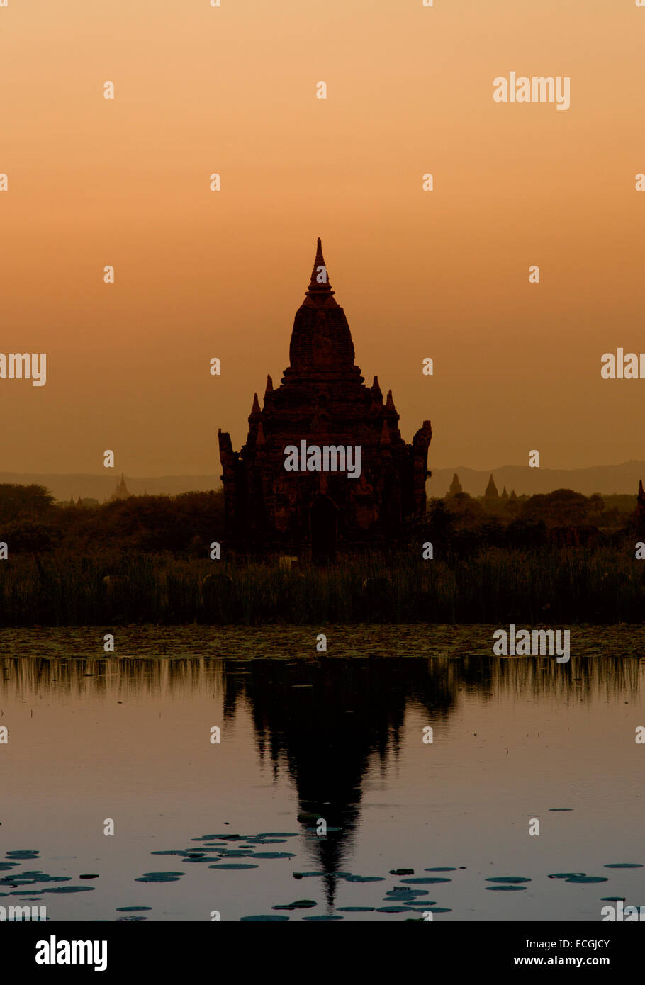 Seul Padoga à Bagan, Myanmar, au coucher du soleil Banque D'Images