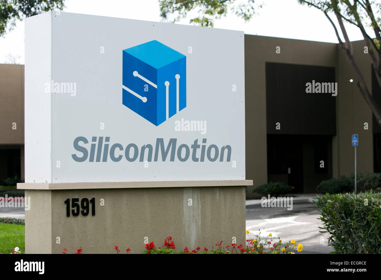 Un immeuble de bureaux occupé par Silicon Motion. Banque D'Images