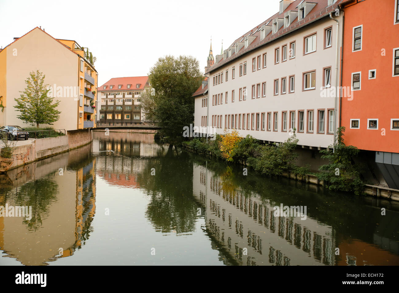 La rivière Pegnitz Nuremberg nuremberg vieille maison historique du bâtiment Banque D'Images