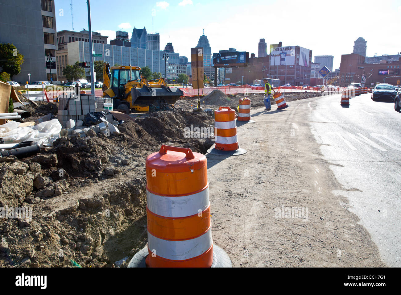 Nouvelles des conduites d'eau pour Detroit, Detroit, Michigan, USA. Le 22 octobre 2014. Banque D'Images