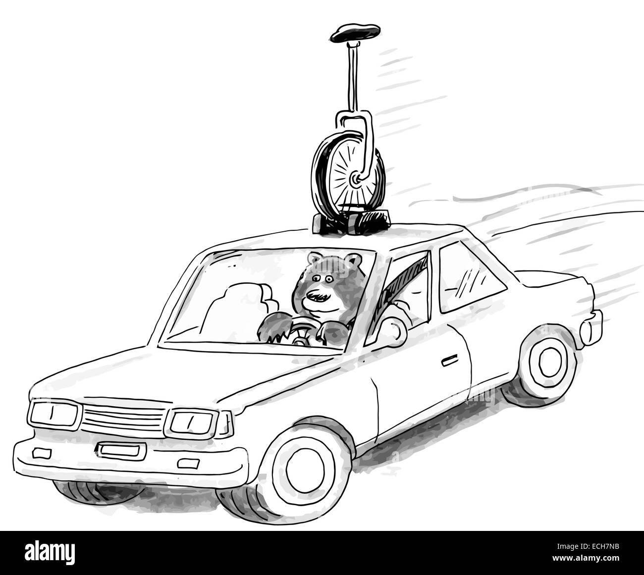 Ours avec unicycle. Illustration de Vecteur
