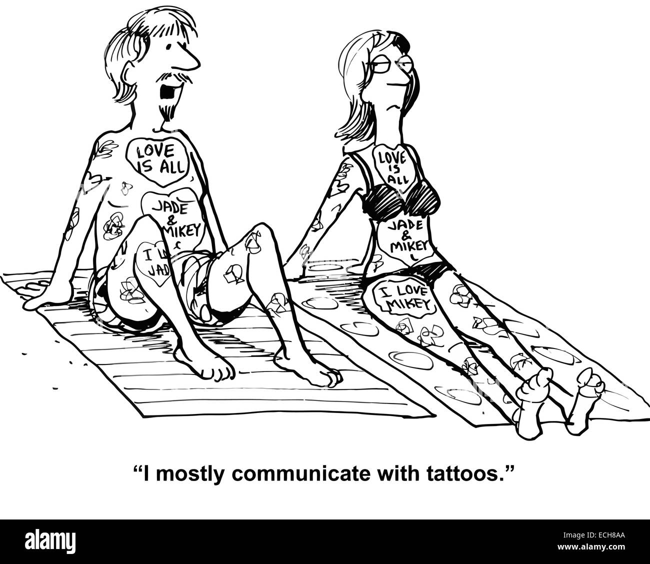 'J'ai surtout communiquer avec des tatouages". Illustration de Vecteur