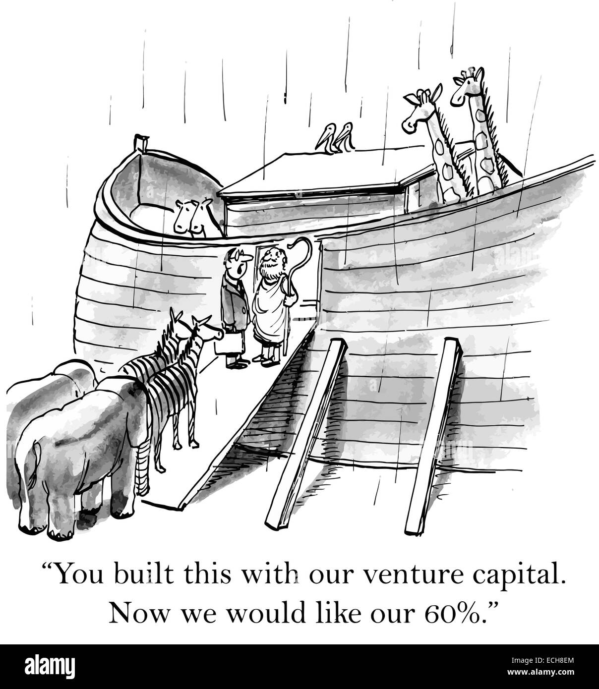 'Vous avez construit cette avec notre capital de risque. Maintenant, nous aimerions que nos 60 %.' Illustration de Vecteur