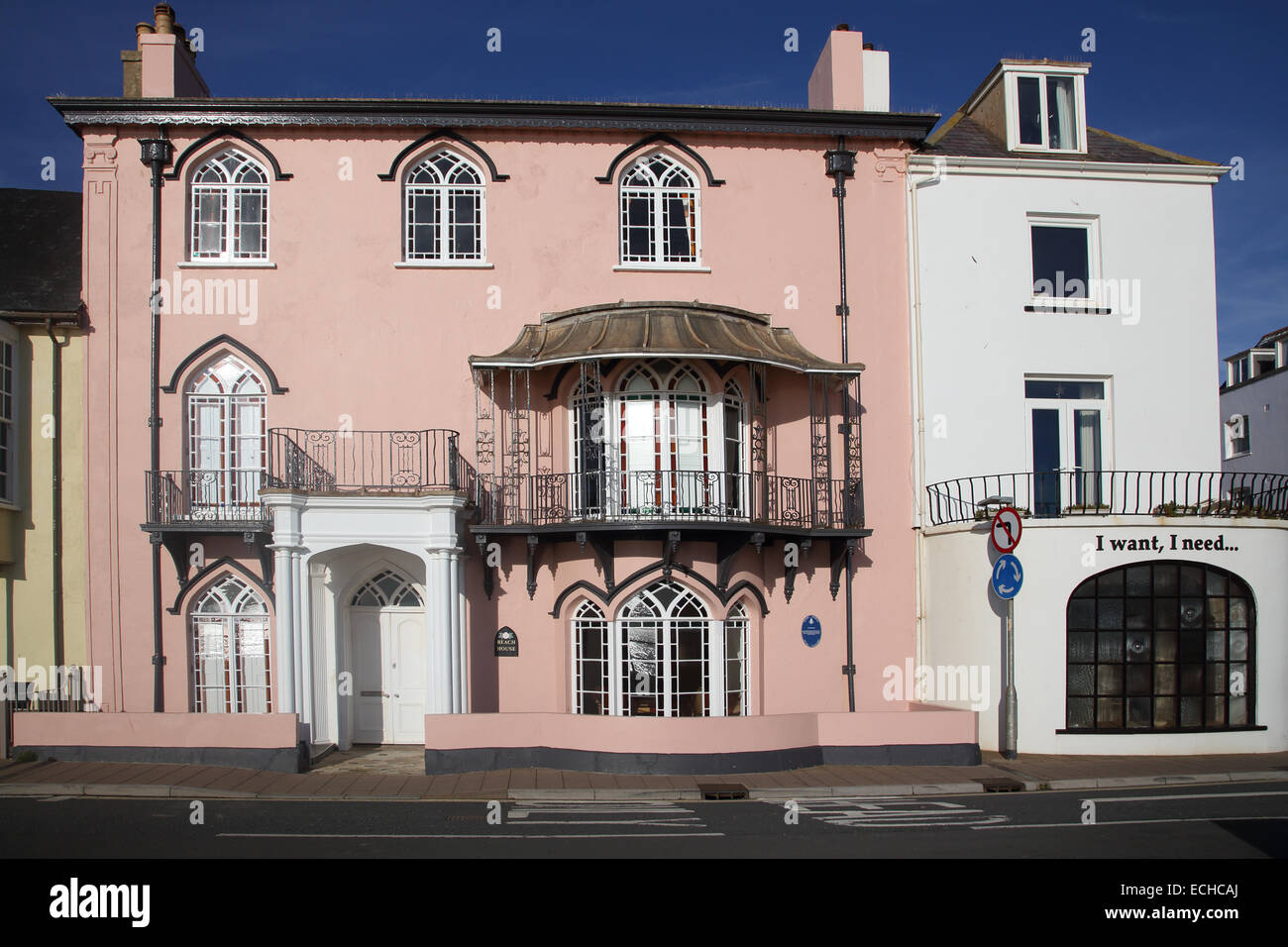 Maison bord de mer à Sidmouth sur la côte sud du Devon Banque D'Images