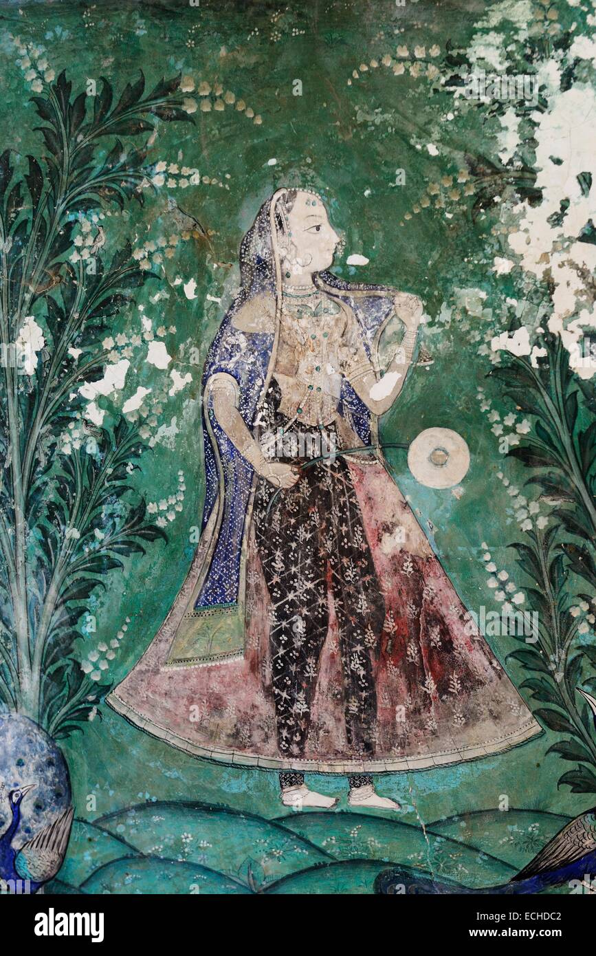 Peinture Miniature Indienne Mewar Faite à La Main Sur Papier - Art Du Rajasthan - 24x29 Cm
