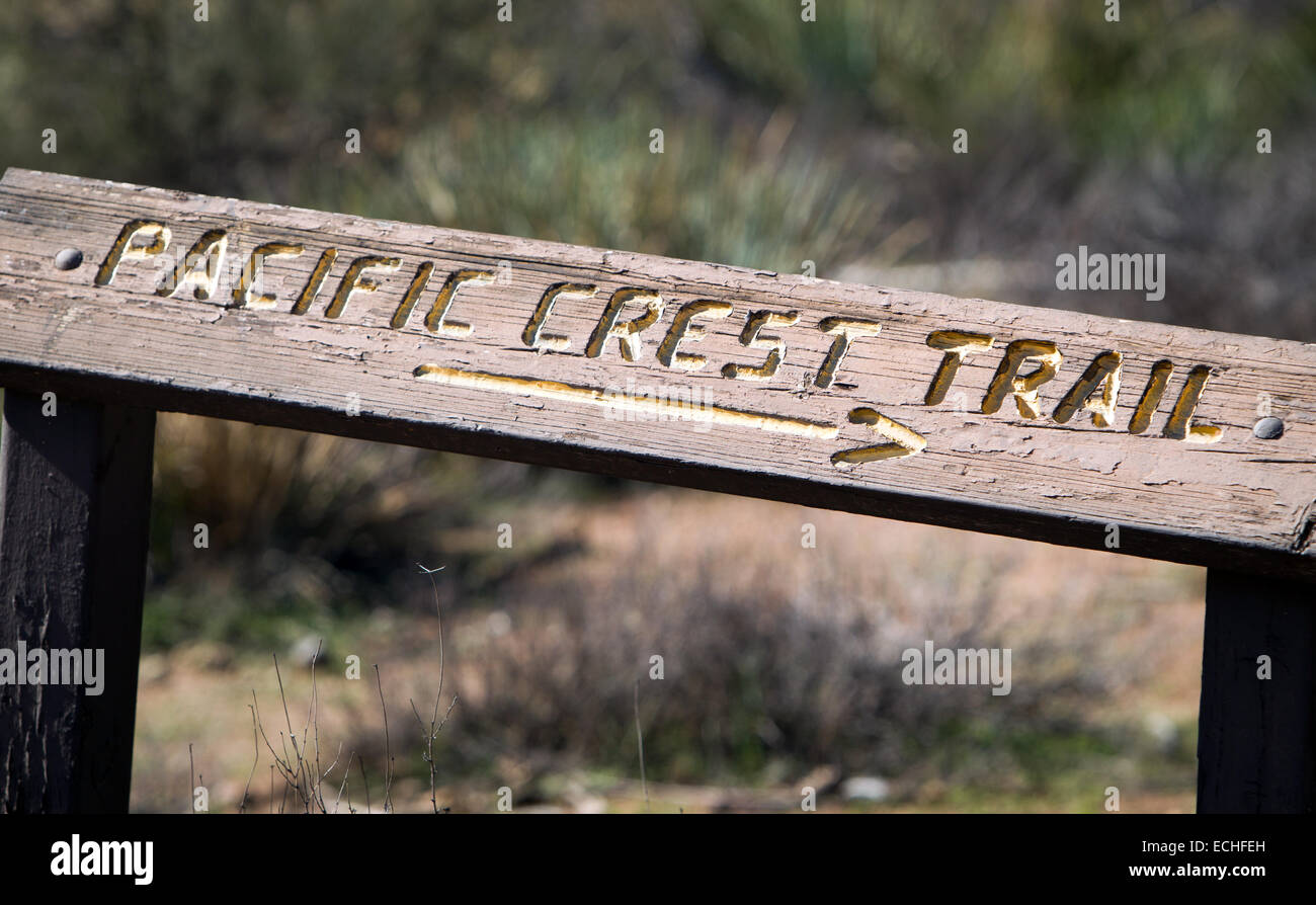 Le Pacific Crest Trail signe. Banque D'Images
