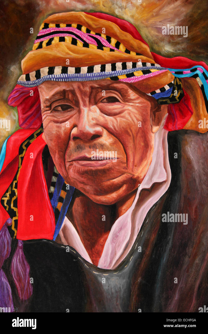 Guatemala la peinture à l'huile montrant les Indien Banque D'Images