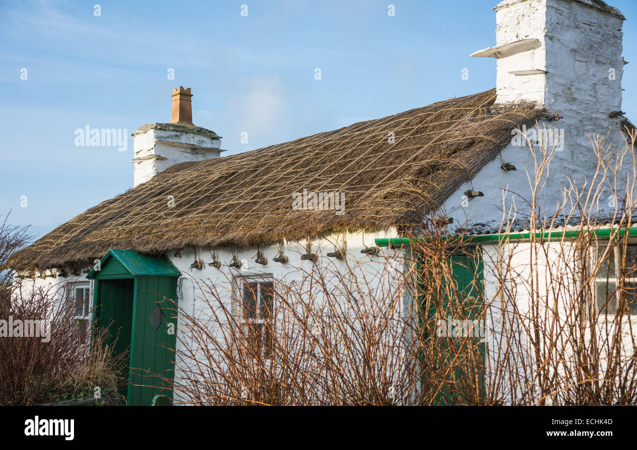Cottage, Cregneash mannois (île de Man). Banque D'Images