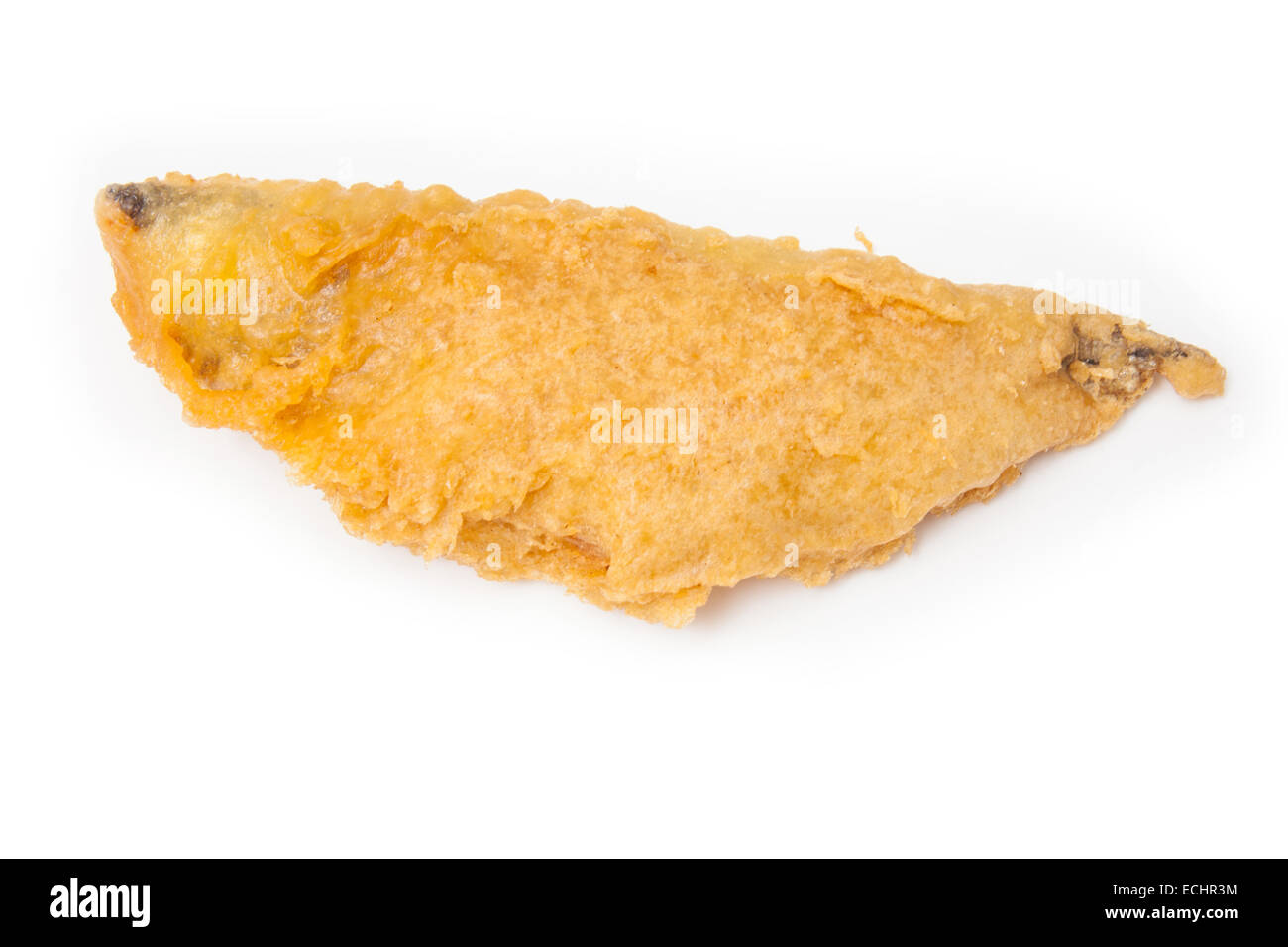 Filet d'aiglefin frit battues frais du poisson et chip shop. Banque D'Images