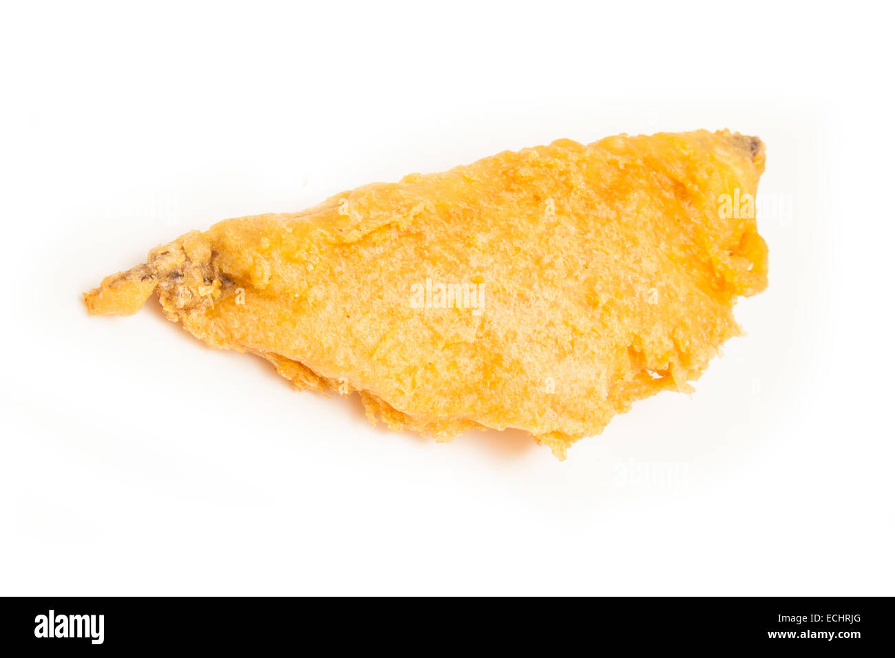 Filet d'aiglefin frit battues frais du poisson et chip shop. Banque D'Images