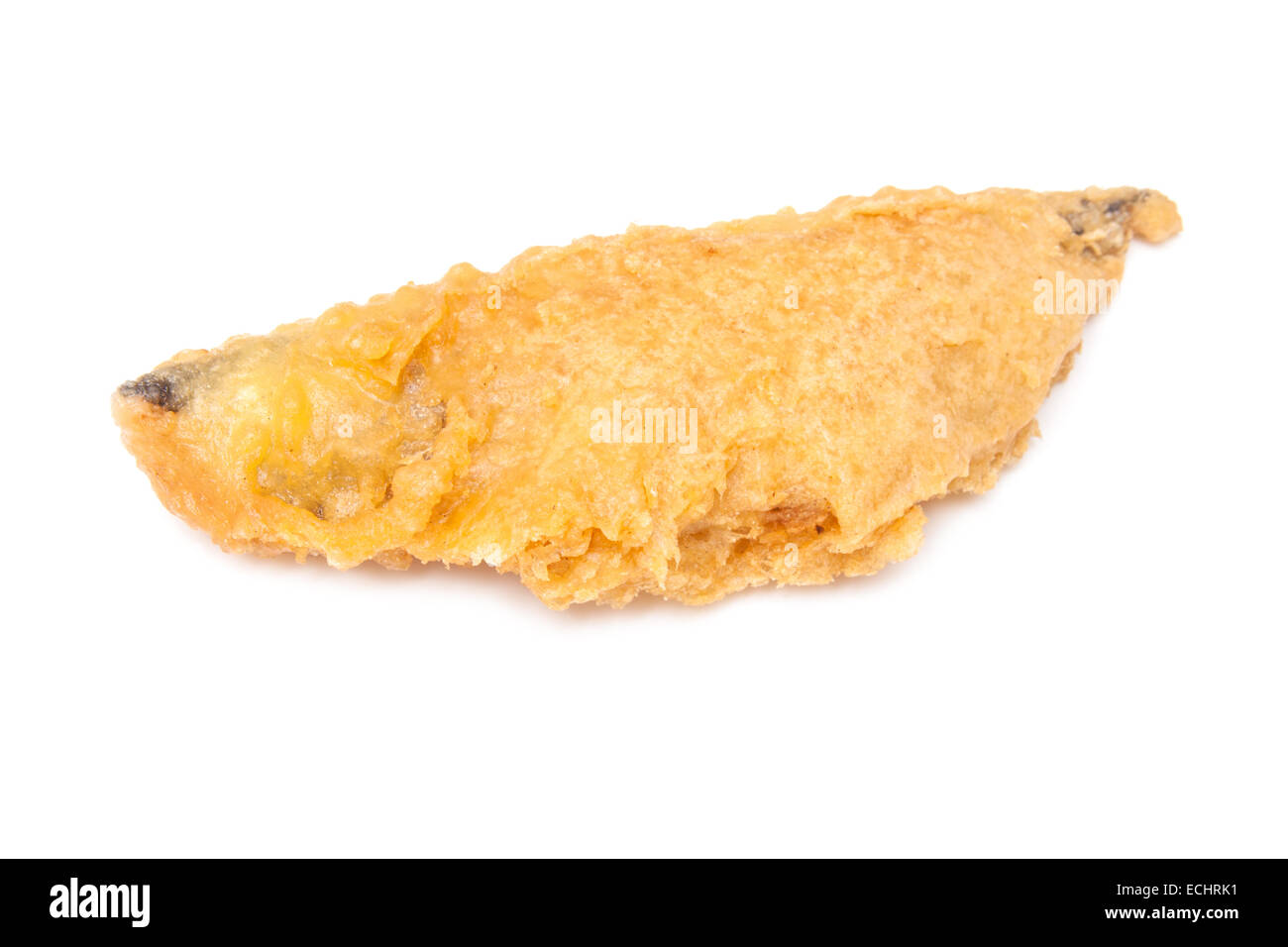 Filet d'aiglefin frit battues frais du poisson et chip shop. Banque D'Images