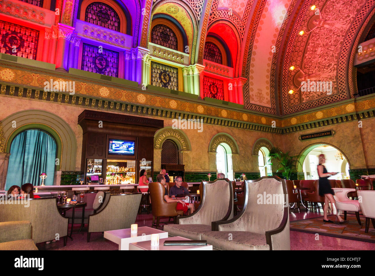 Saint Louis Missouri,Market Street,Union Station,architecture romane,terminal de train converti,Grand Hall,intérieur,arches,éclairage,hôtel Banque D'Images