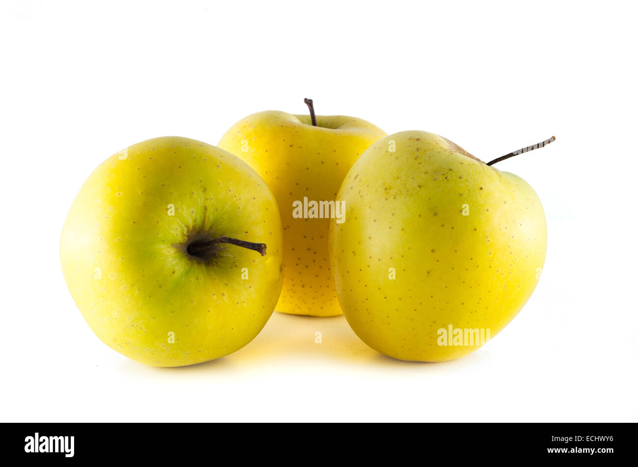 Pommes Golden delicious isolated on white Banque D'Images