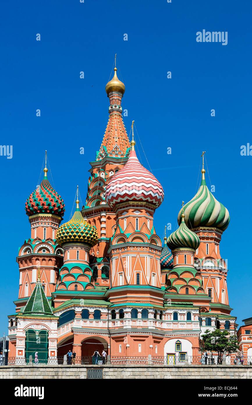 La Russie, Moscou, Place rouge, classée au Patrimoine Mondial de l'UNESCO, la cathédrale Saint-Basile Banque D'Images