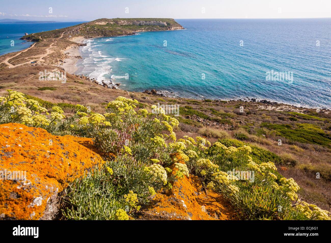 Italie, Sardaigne, Oristano province, la péninsule de Sinis, Capo San Marco avec sa plage Banque D'Images