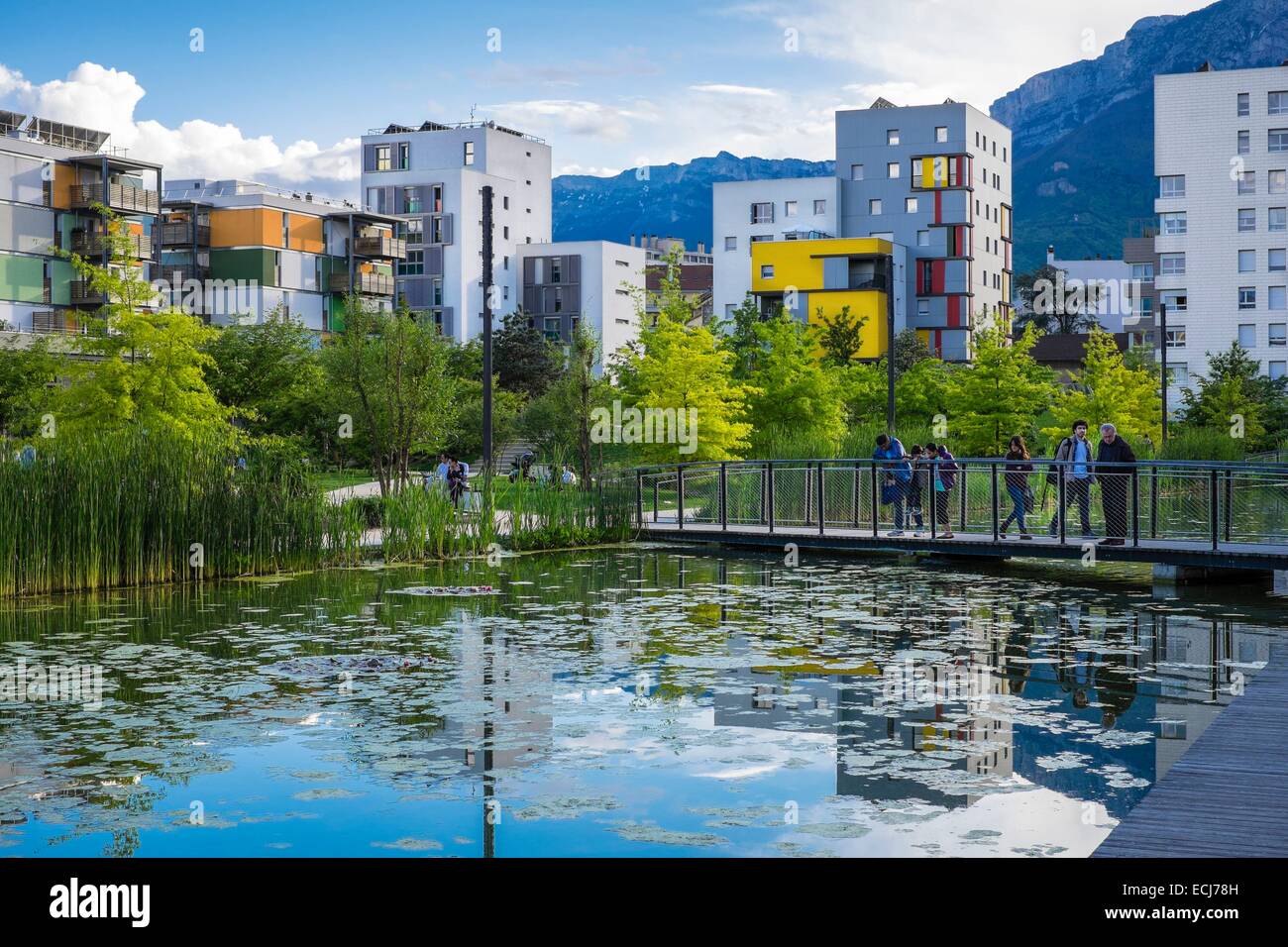 France, Isère, Grenoble, l'Écodistrict de Bonne, Grenoble a reçu le Grand Prix national 2009 de l'Écodistrict pour la ZAC de Bonne Banque D'Images