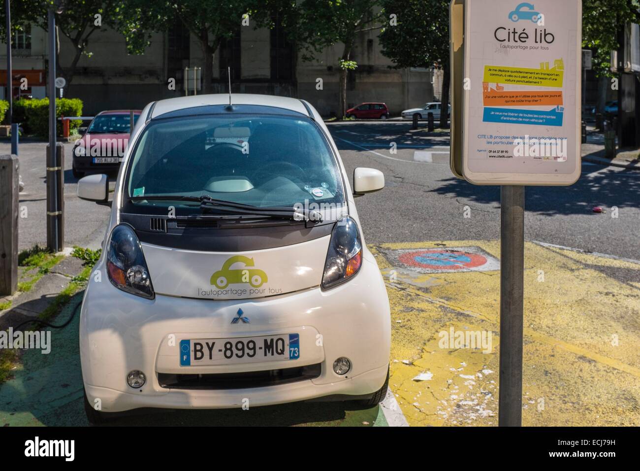 France, Isère, Grenoble, Citelib, l'autopartage de voitures électriques Banque D'Images