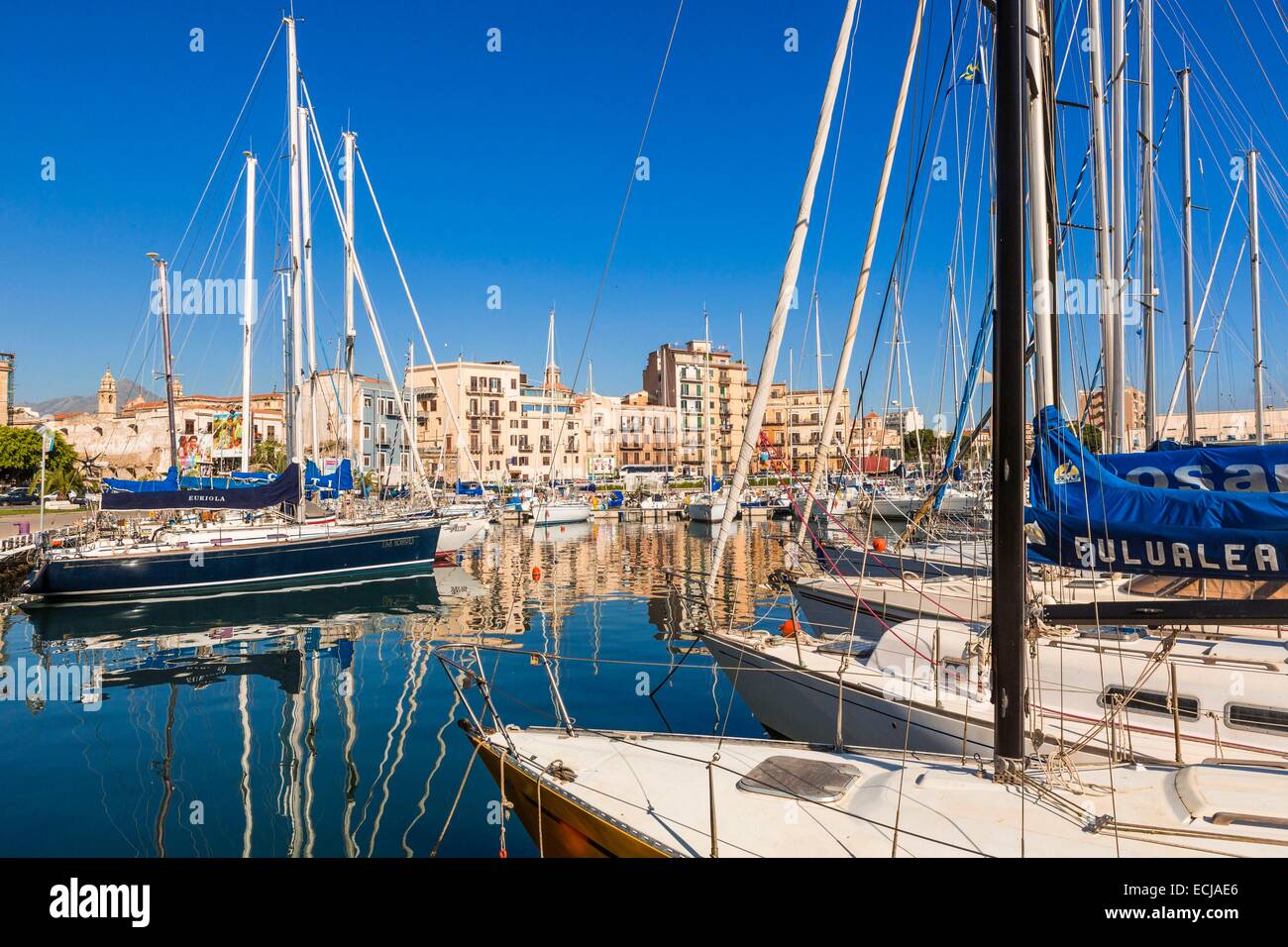 L'Italie, la Sicile, Palerme, Marina Port La Cala Banque D'Images