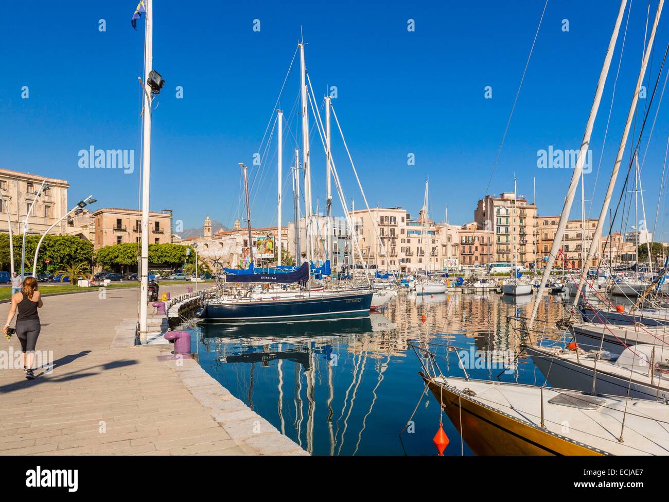 L'Italie, la Sicile, Palerme, Marina Port La Cala Banque D'Images