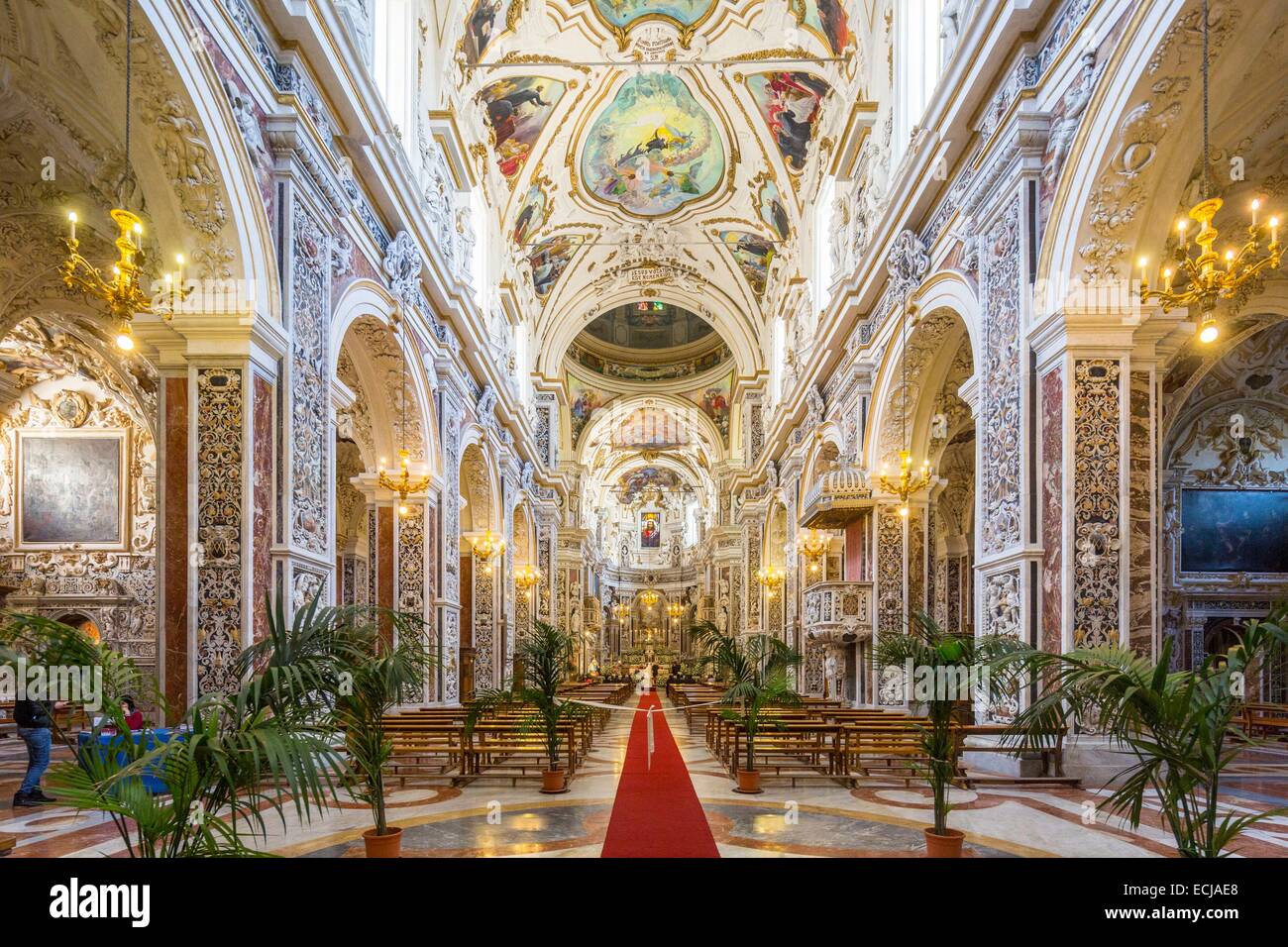L'Italie, la Sicile, Palerme, l'église du Gesù, de style baroque, dix