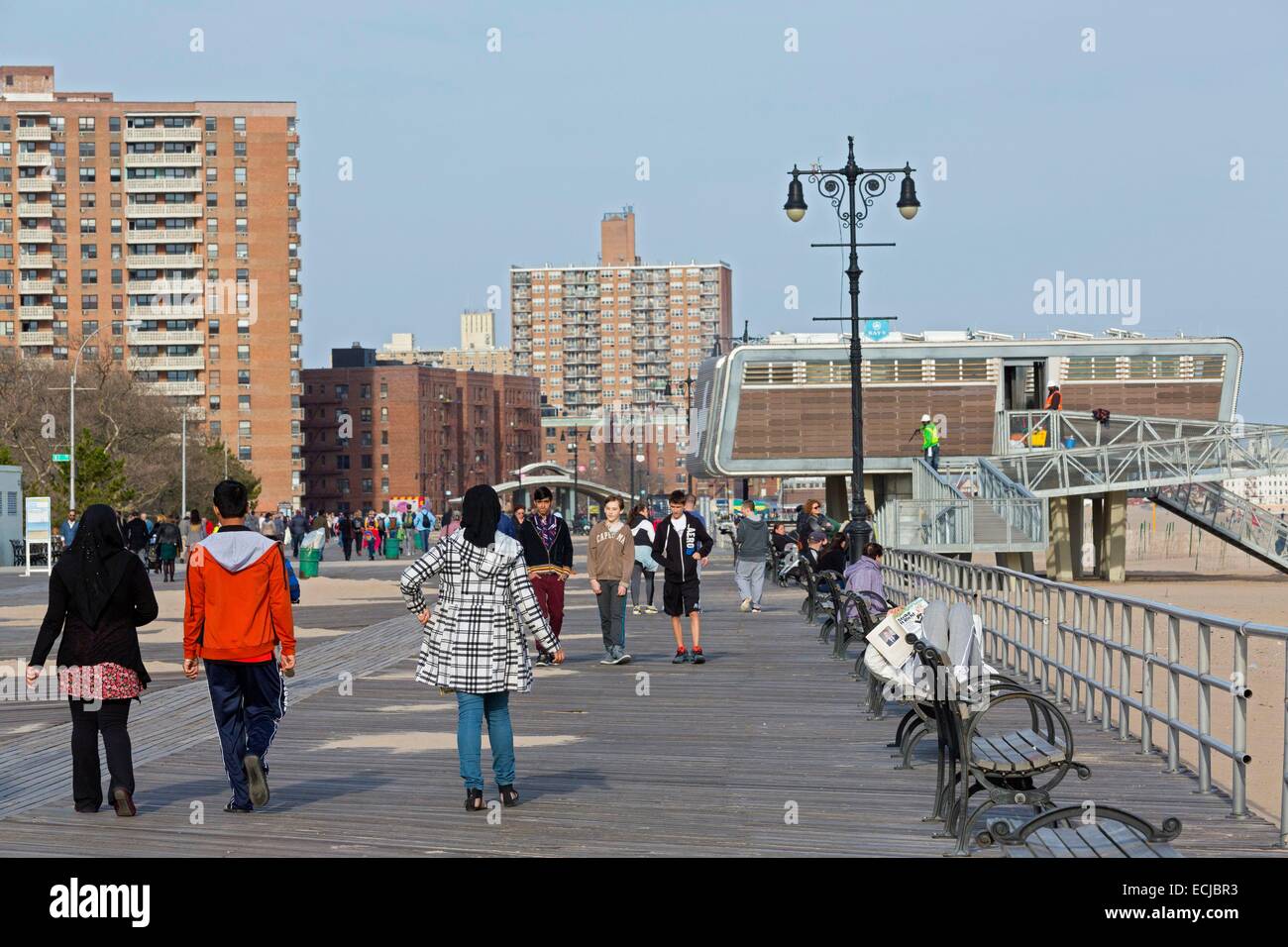 USA, New York, Brooklyn, Coney Island, Brighton Beach, Little Odessa, le seaside promenade Banque D'Images