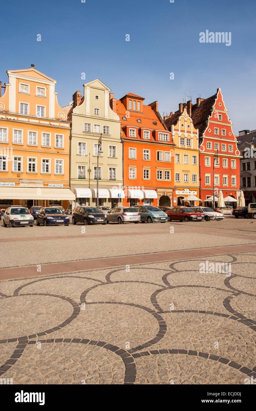 La Pologne, la Basse Silésie, Wroclaw, Solny square et ses façades colorées Banque D'Images