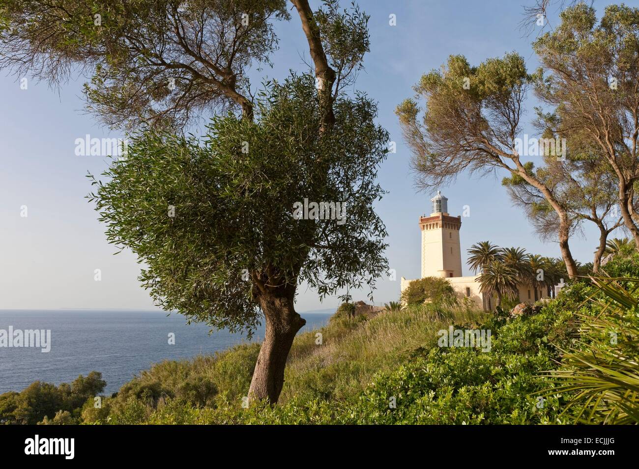 Maroc, Tanger Tétouan région, le phare du cap Spartel Banque D'Images
