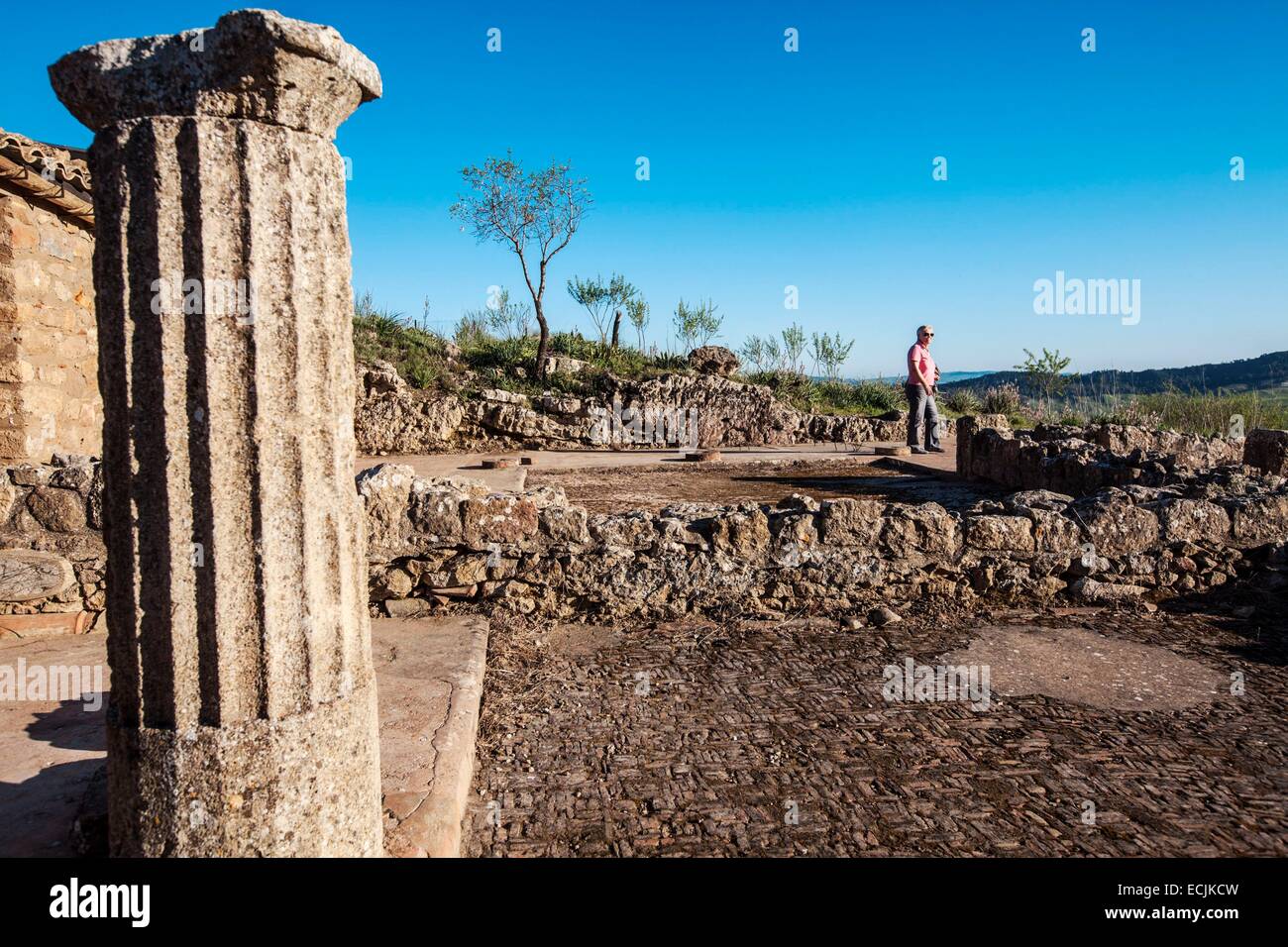 Italie, Sicile, Morgantina, une ancienne ville grecque fouillé par une mission archéologique à l'automne 1955, le site contient les restes du milieu du V à la fin du premier siècle avant J.-C., la période la plus faste de la ville, Banque D'Images