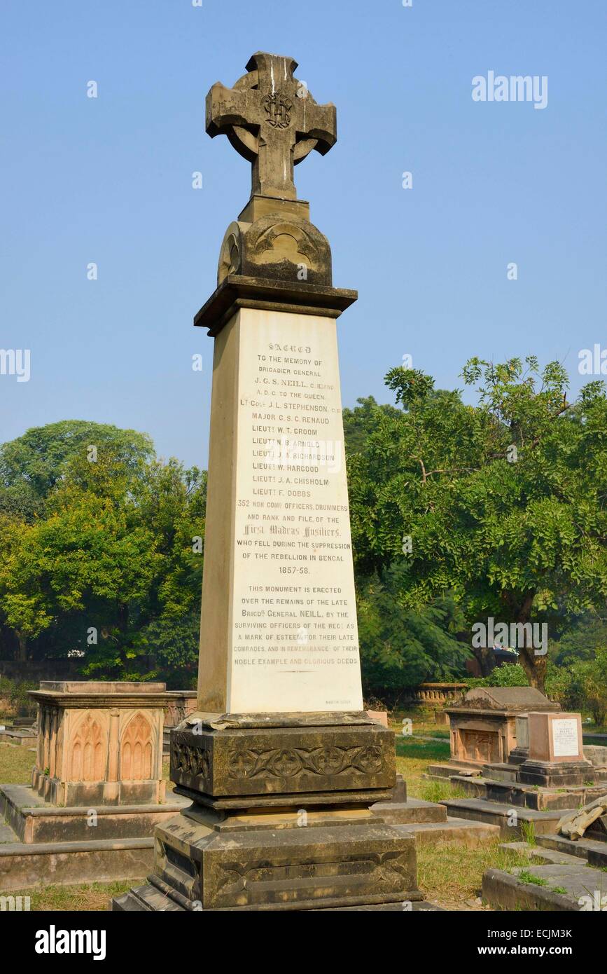 L'Inde, Uttar Pradesh, Lucknow, la résidence, le cimetière, monument commémoratif des policiers victimes de la rébellion indienne de 1857-1858 Banque D'Images