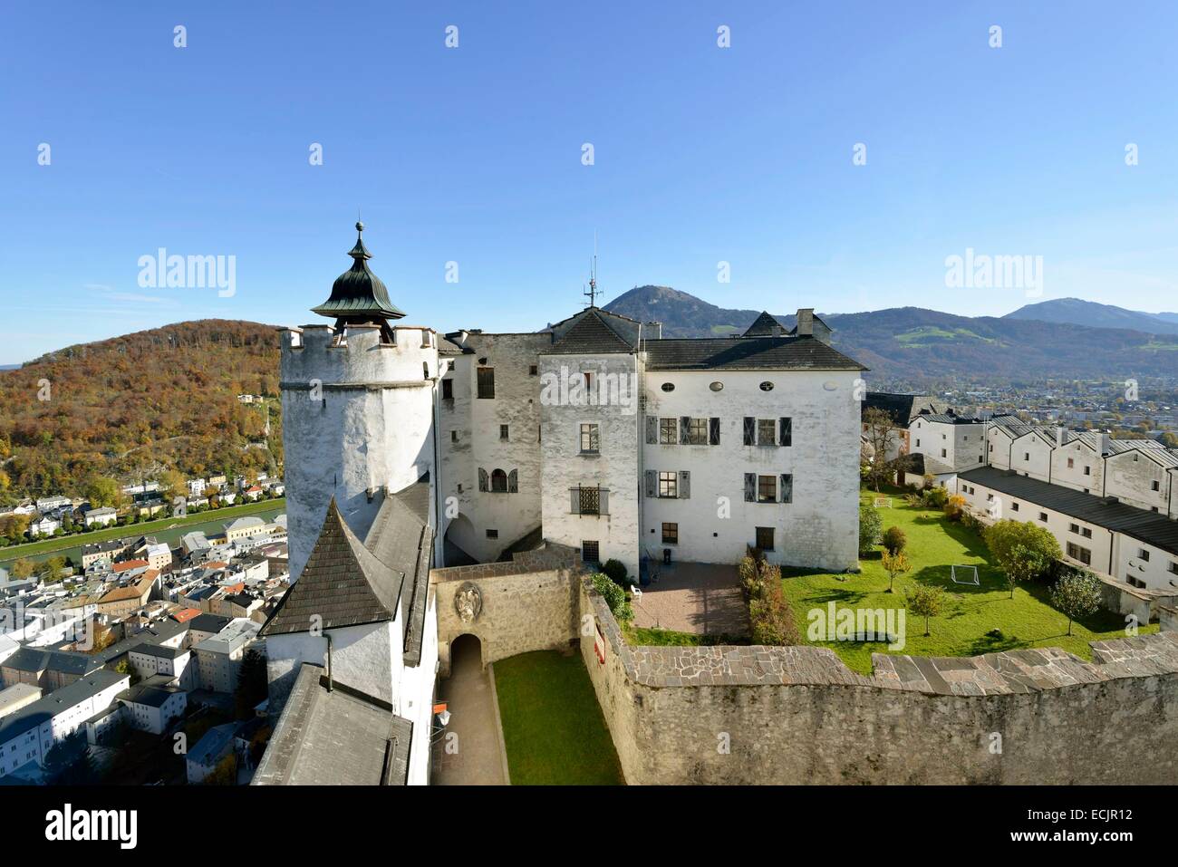 Autriche, Salzbourg, le centre historique classé au Patrimoine Mondial par l'UNESCO, le château de Hohensalzburg Banque D'Images
