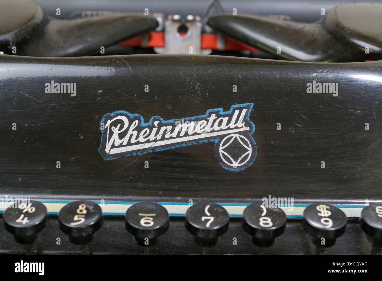Ancien logo de machine à écrire mécanique Rheinmetall Banque D'Images