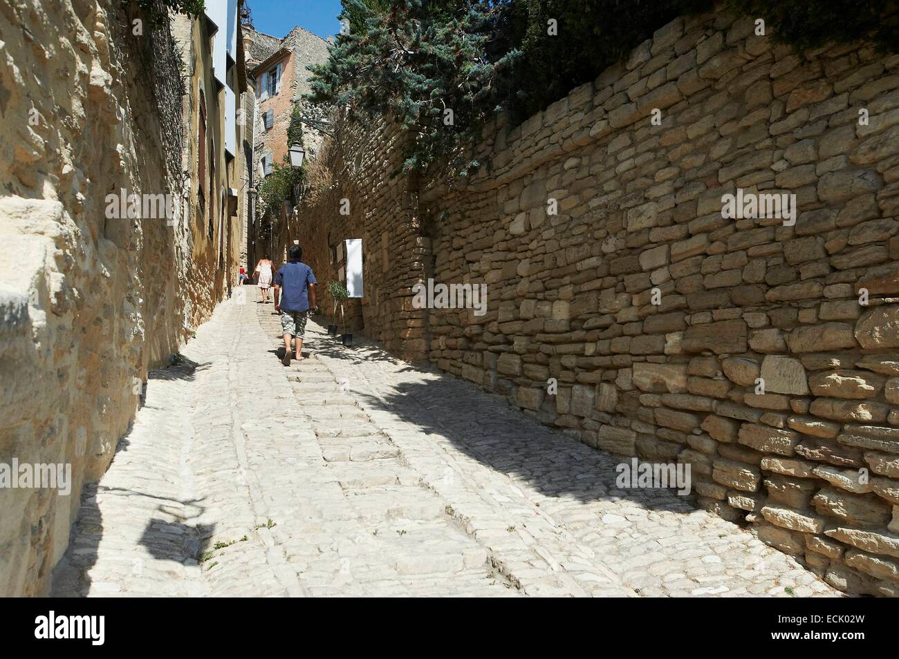 La France, Vaucluse, Le Parc Naturel Régional du Luberon (Parc Naturel Régional du Luberon), Gordes, étiqueté Les Plus Beaux Villages de France (Les Plus Beaux Villages de France) rue Banque D'Images