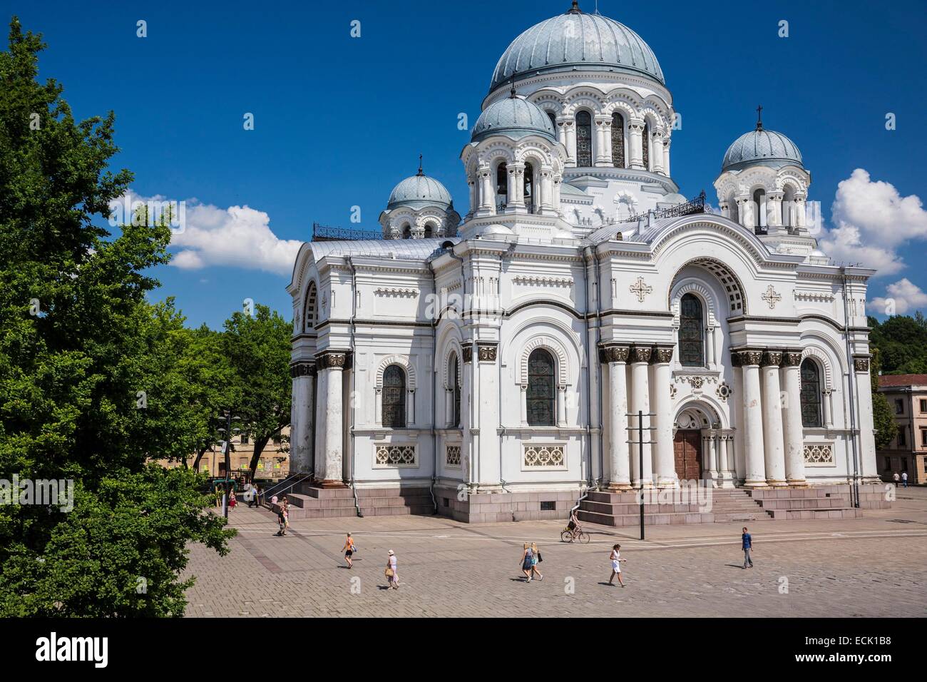 La Lituanie (pays baltes), comté de Kaunas, Kaunas, l'église de Saint Michel Archange ou l'église de garnison, la place de l'indépendance Banque D'Images