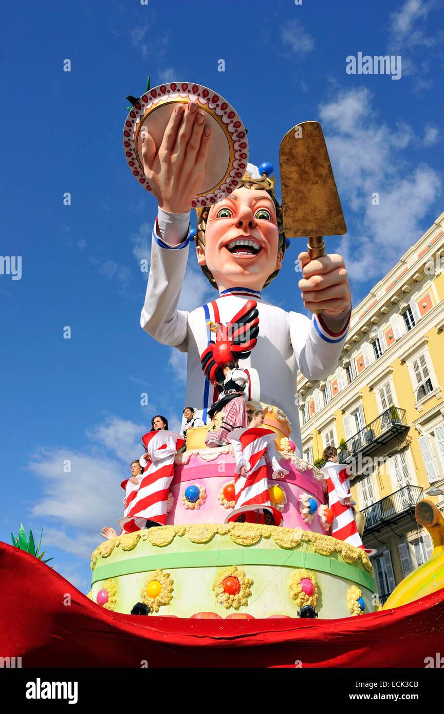 France, Alpes Maritimes, Nice, Carnaval 2014, le Corso (procession de chars) Banque D'Images