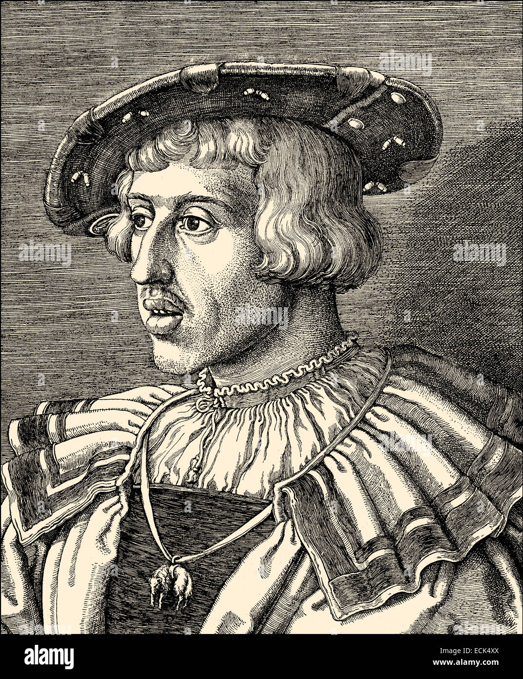 L'empereur Ferdinand I, 1503 - 1564, gravure sur cuivre par Barthel Beham, datant de 1531, l'empereur Ferdinand I., (1503 - 1564), Kaise Banque D'Images