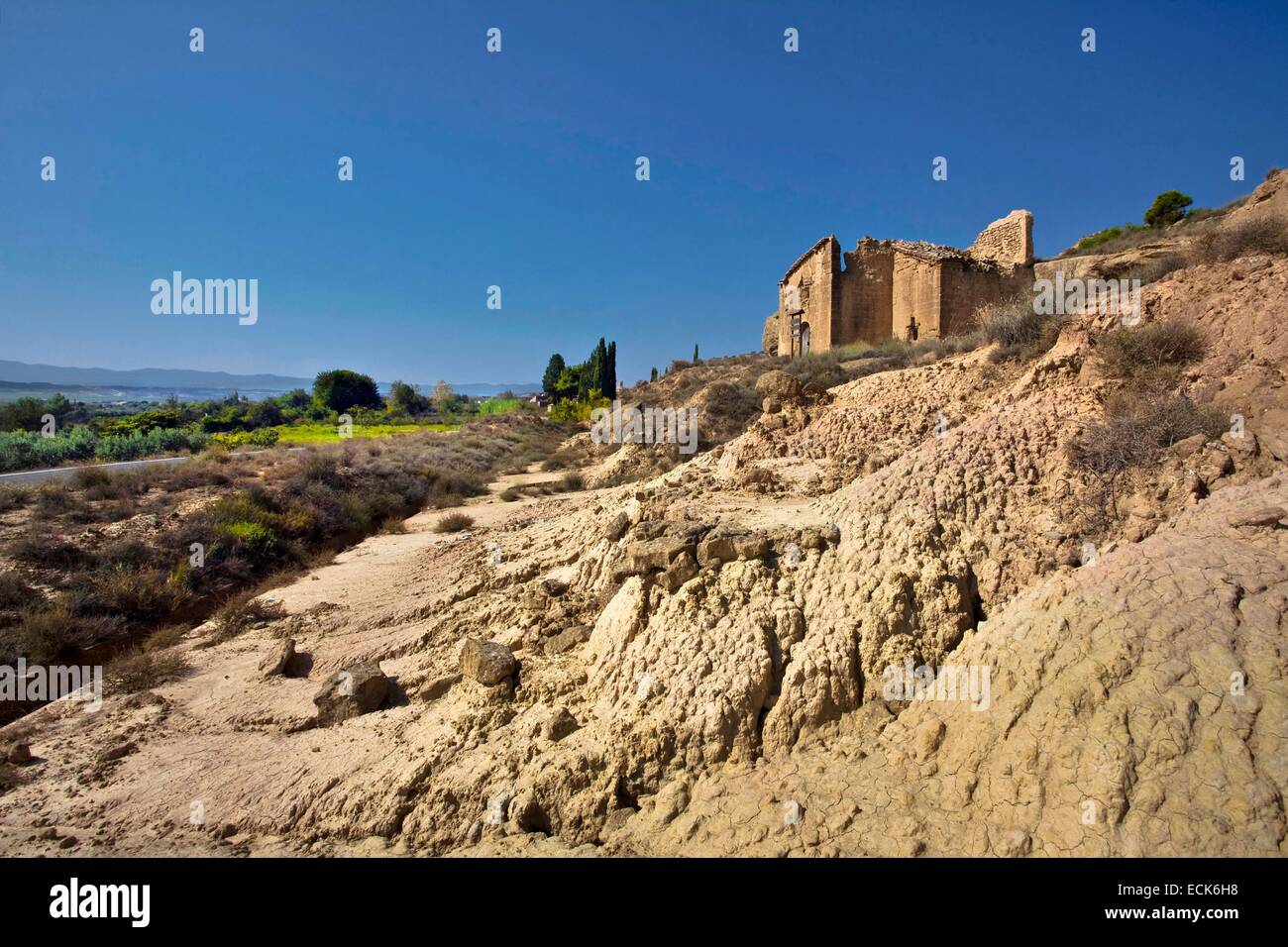 L'Espagne, l'Aragon, Huesca province, comté de Los Monegros, Ermita de Santa Barbara, Santa Barbara Hermitage Banque D'Images