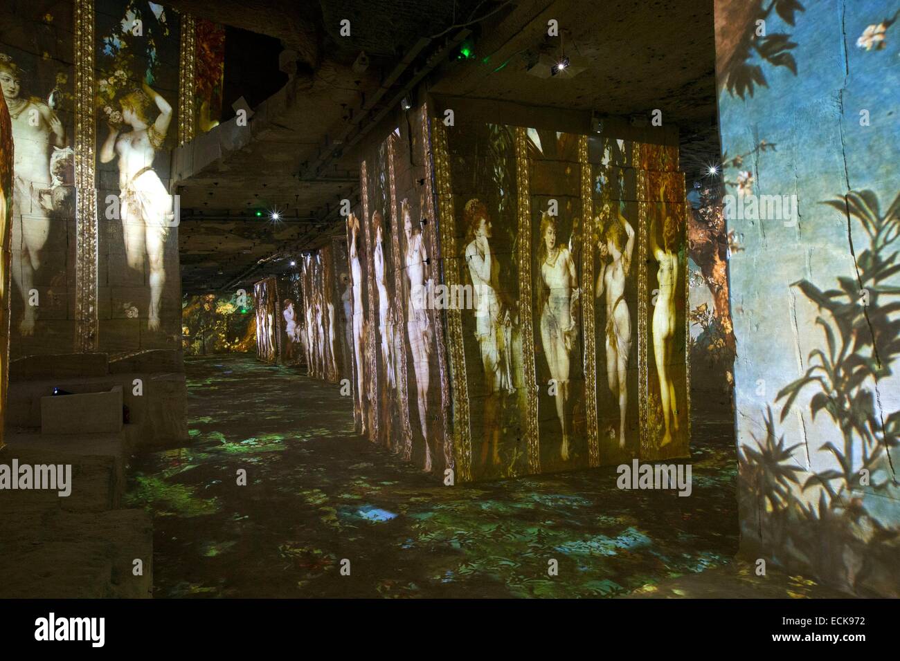 France, Bouches du Rhône, Les Baux de Provence, les carrières de lumières Gianfranco Iannuzzi, Klimt et vienne d'un siècle d'or et de couleurs, Hans Makart Banque D'Images