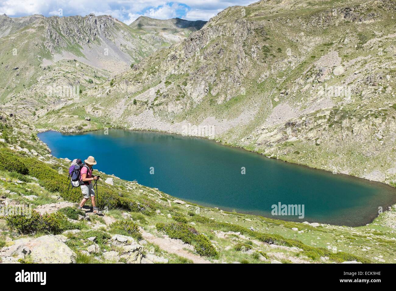 France, Alpes-Maritimes, Parc National du Mercantour, randonnées vers les lacs de Vens à partir de Saint Etienne de Tinee, lac Babarottes (alt : 2413m) Banque D'Images