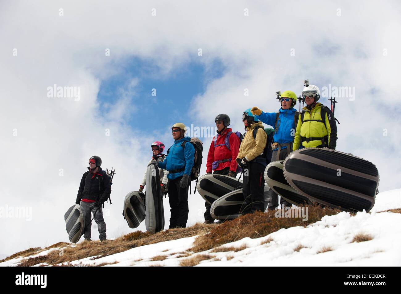 Espagne, Lleida, Val d'Aran, Pyrénées Catalanes, Baquiera Beret Pedescaus, raquette et descente sur la commission de l'air, Banque D'Images