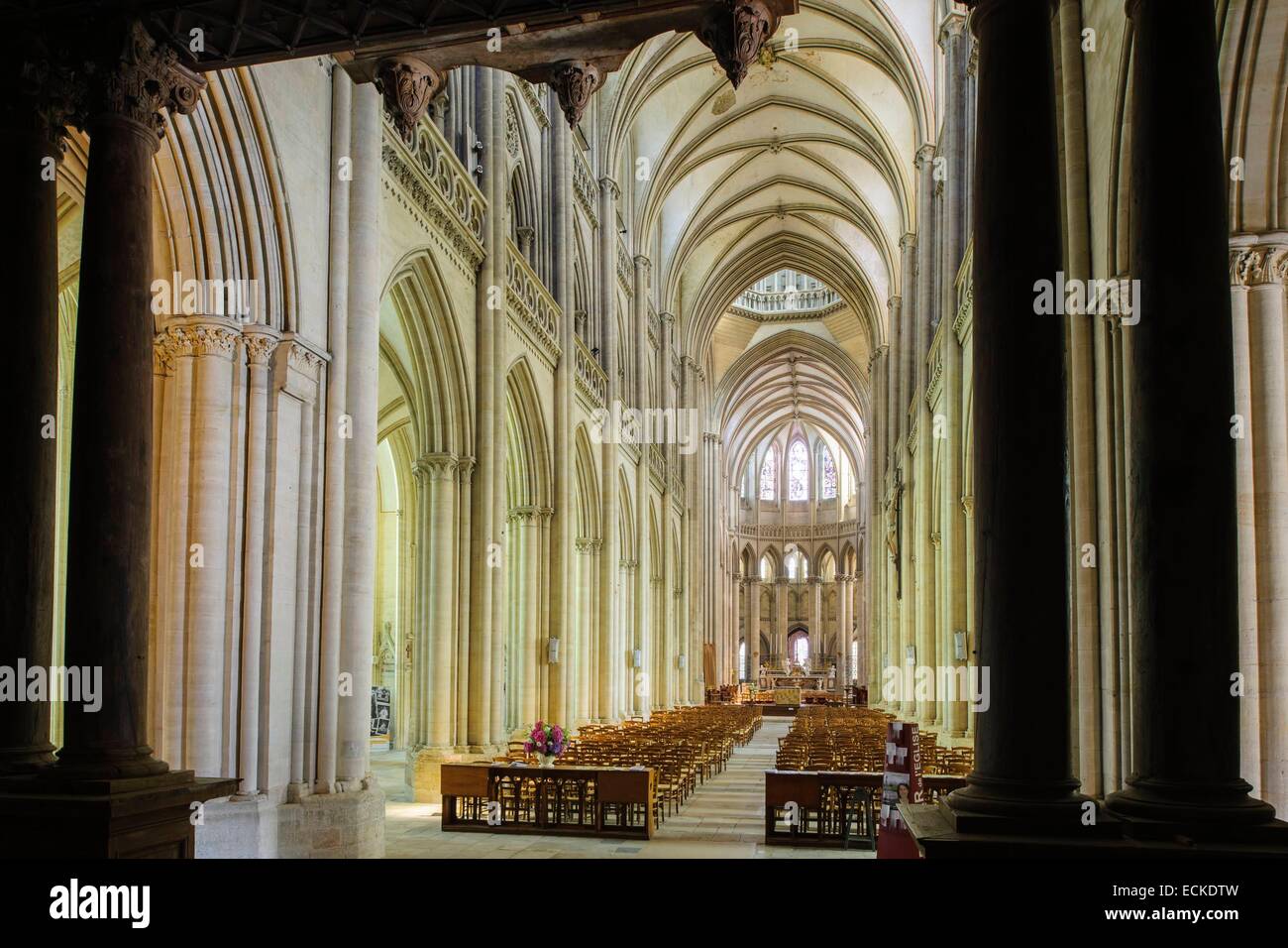France, Manche, Cotentin, Coutances, la 13e siècle cathédrale gothique Notre Dame de Coutances Banque D'Images